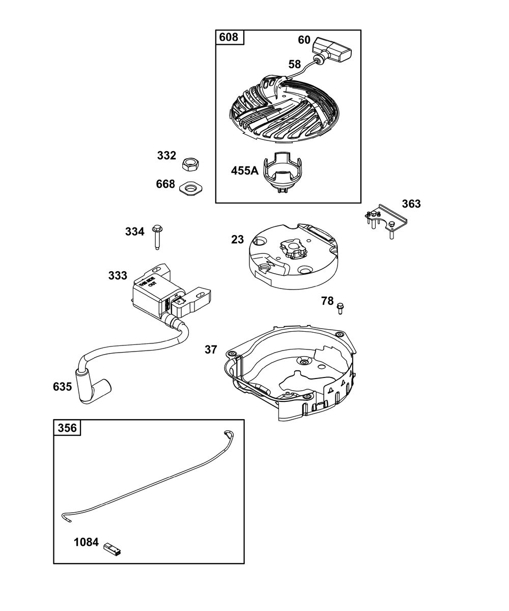 Flywheel, Ignition, And Starter Group Diagram and Parts List for 020000 - 09Z999 Briggs and Stratton Engine